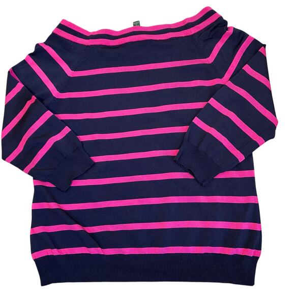 Lauren Ralph Lauren Off-shoulder Striped Sweater Large - Picture 13 of 16